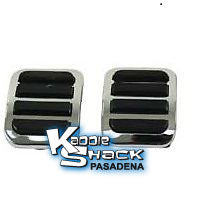 Custom Chrome/Black Pedal Pads Set, 2 piece kit for roller pedal