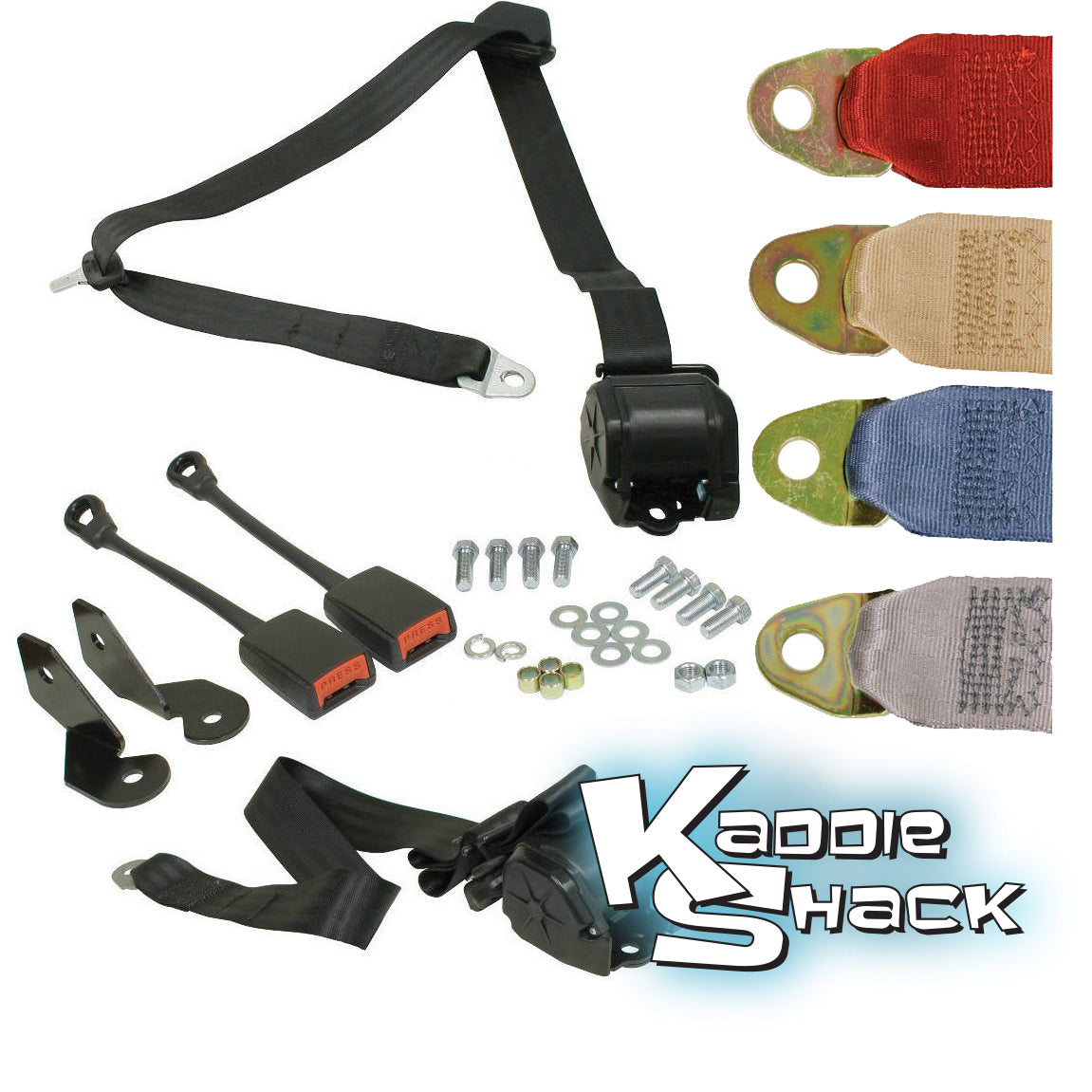 Colored Retractable 3-Point Front Seat Belts, '68 & Later Type 1