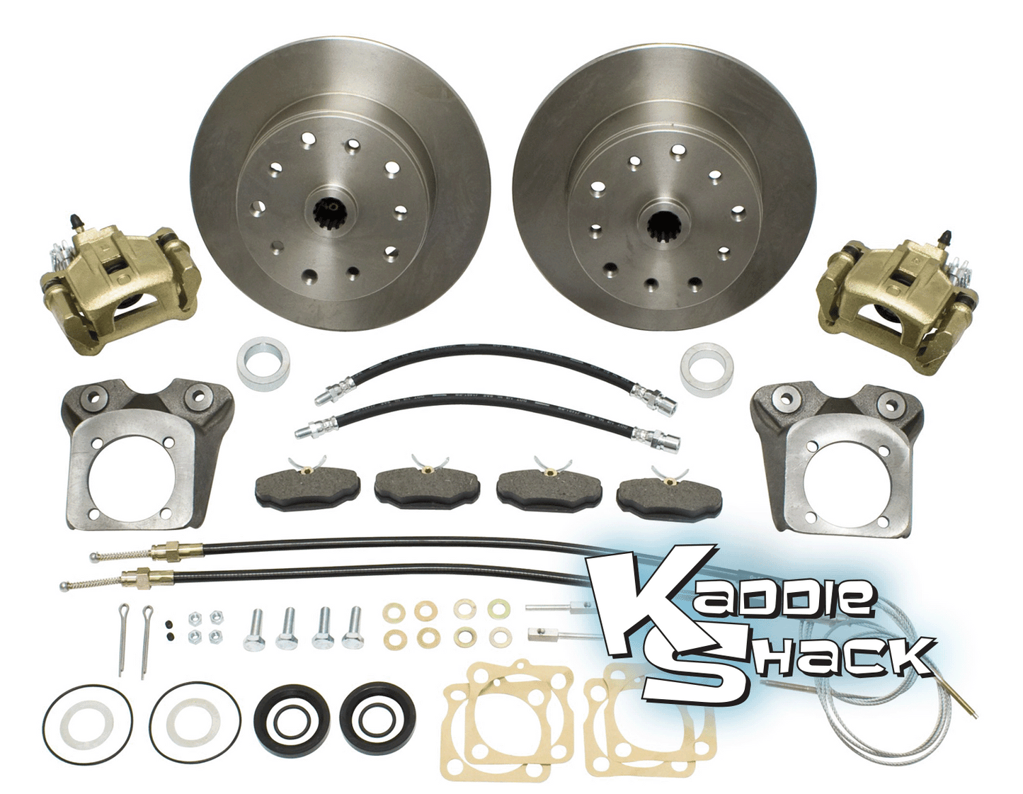 DELUXE Rear Disc Brake Kit '68 to 72, Double-Drilled HAS Ebrake