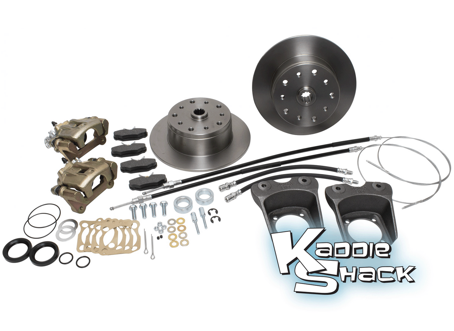 DELUXE Rear Disc Brake Kit '73 to 79, Double-Drilled HAS Ebrake