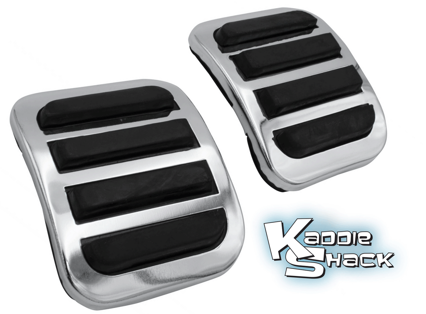 Custom Chrome/Black Pedal Pads Set, 2 piece kit for roller pedal