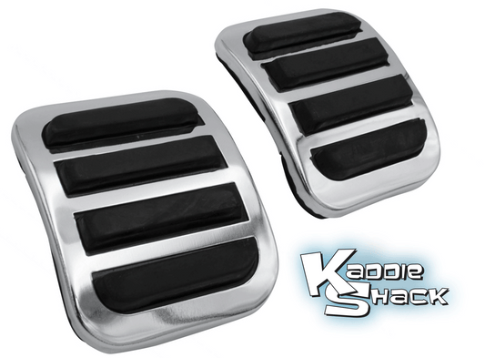 Custom Chrome/Black Pedal Pads Set, 2 piece kit for roller pedal