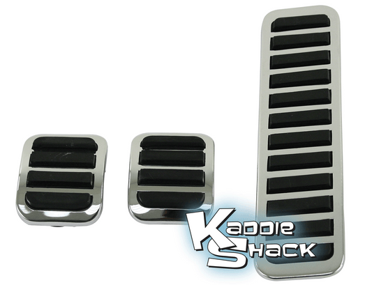 Custom Chrome/Black Pedal Pads Set, 3 piece kit