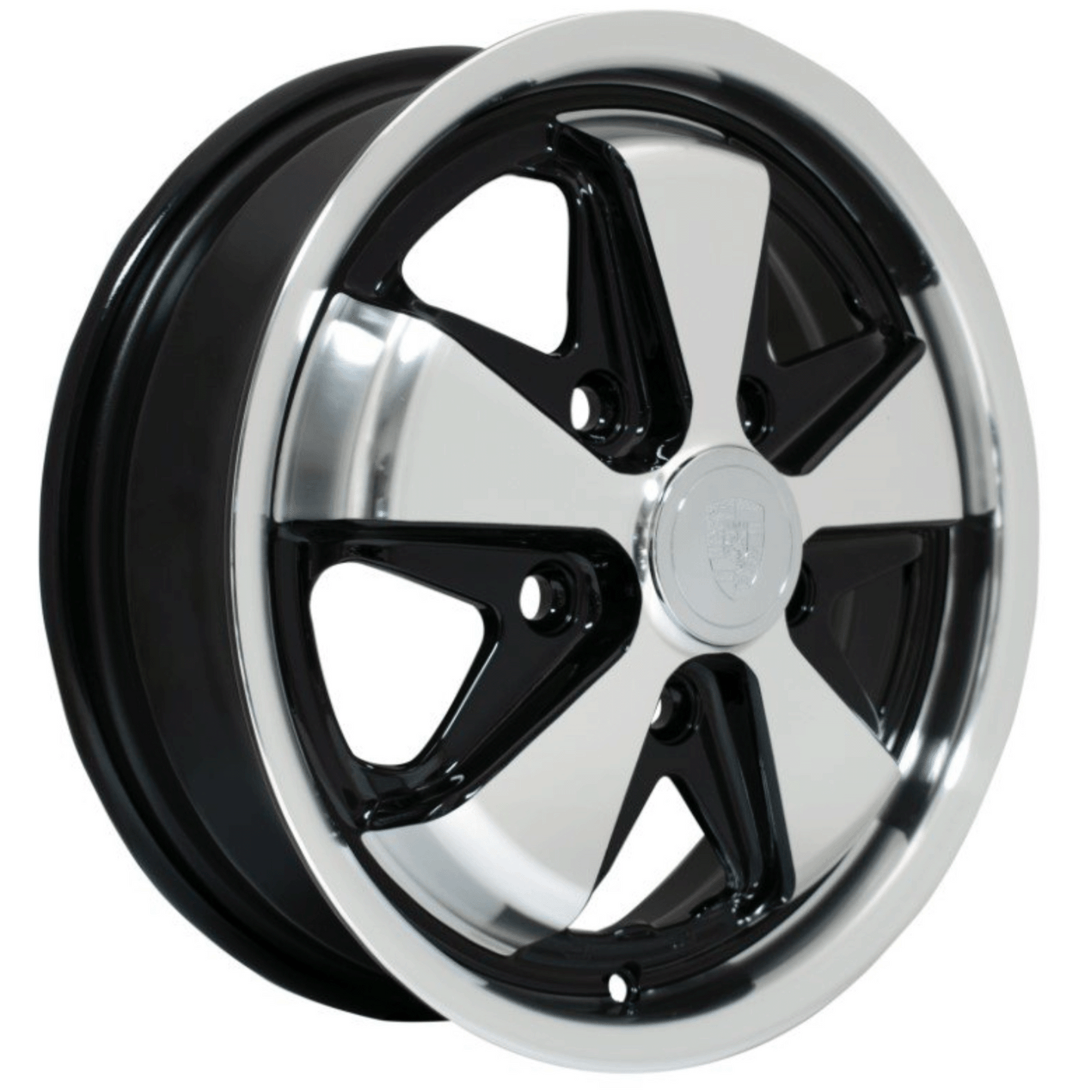 EMPI Porsche Alloy 911 Style Wheel - 4-1/2" Gloss Black/Polished Spokes