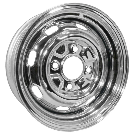 Stock 4-Lug Steel Wheel, Chrome, 4.5" Mangel Style