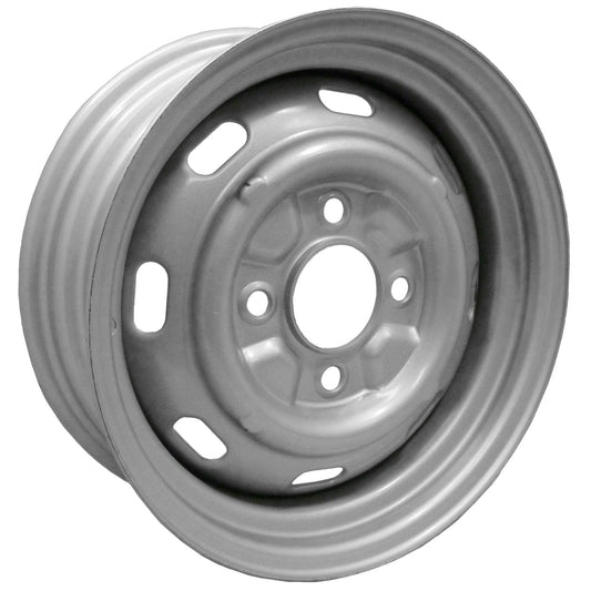 Stock 4-Lug Steel Wheel, Silver Metallic, 4.5" Mangel Style