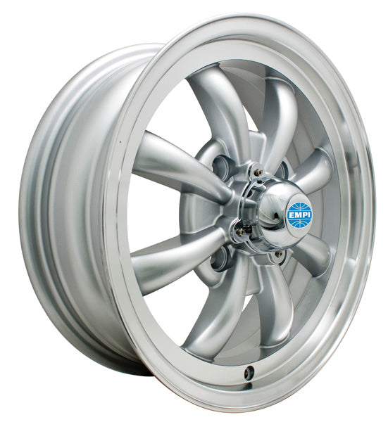 EMPI Classic 8-Spoke Wheel 4x130 Silver, Polished Lip