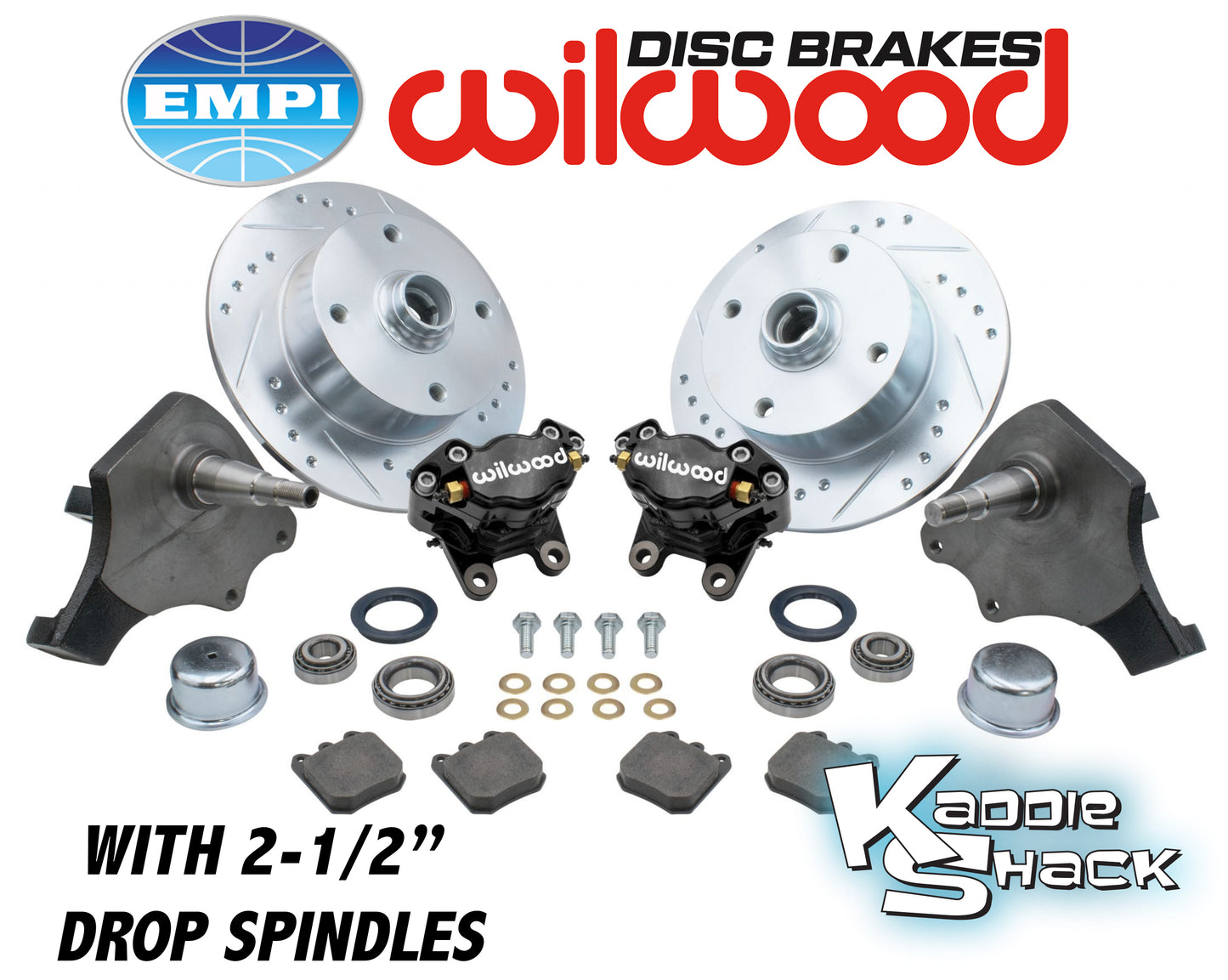 EMPI Wilwood Brakes w/ 2-1/2" Drop Spindles, BJ 4x130 Black