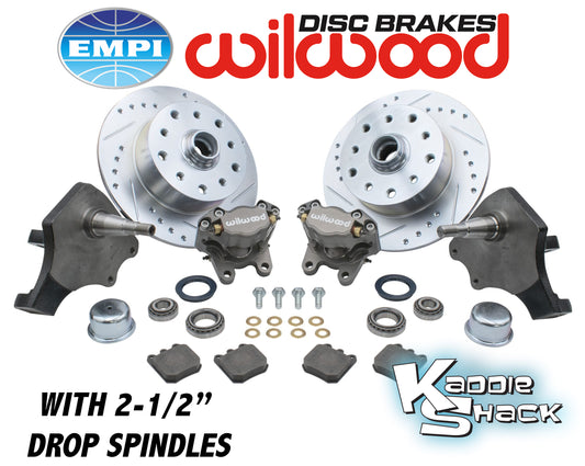 Wilwood Brakes w/ 2-1/2" Drop Spindles, Porsche/Chev, BJ Silver