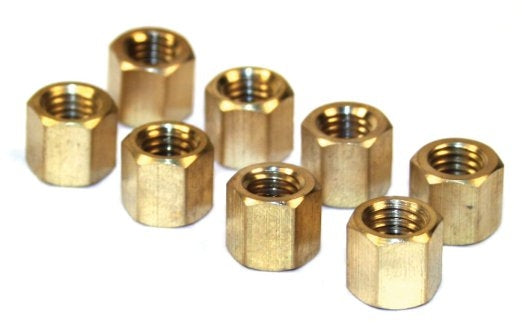 Solid Brass 11mm Hex Intake Exhaust Nut, pack of 8