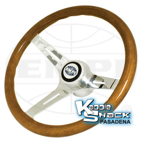 EMPI Classic Wood Steering Wheel, 7/8" Thick Grip With Adapter