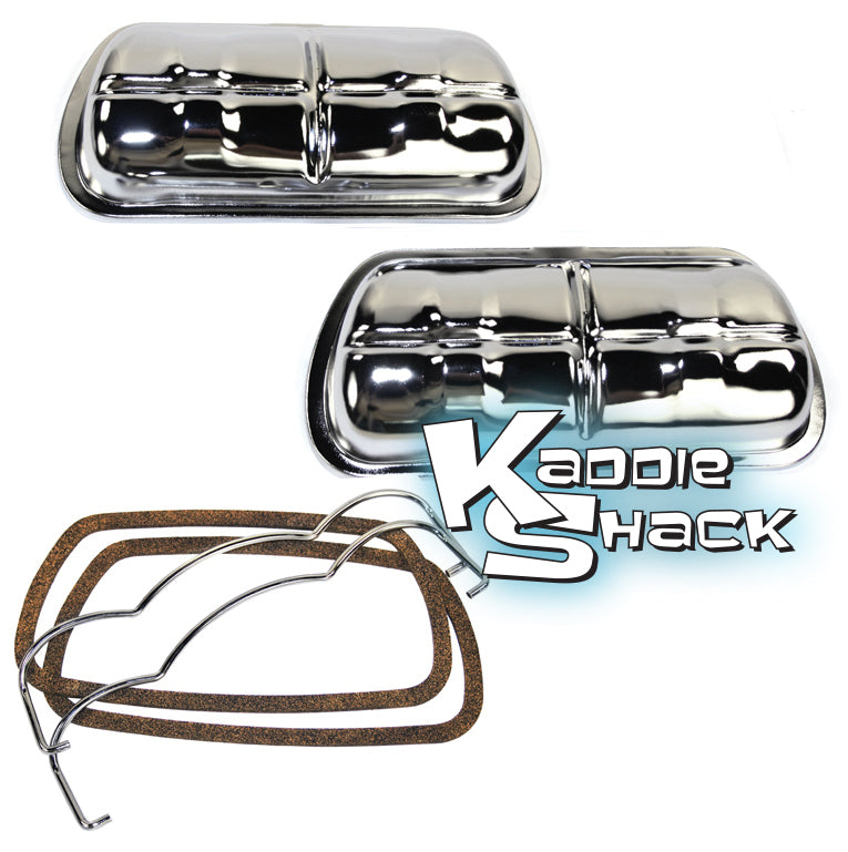 Stock Valve Covers with Bales and Gaskets, Chrome, Pair