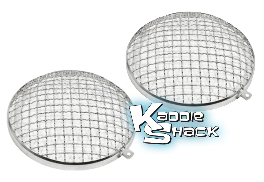 Stone Guards for Late Headlights, Stainless Steel, Pair