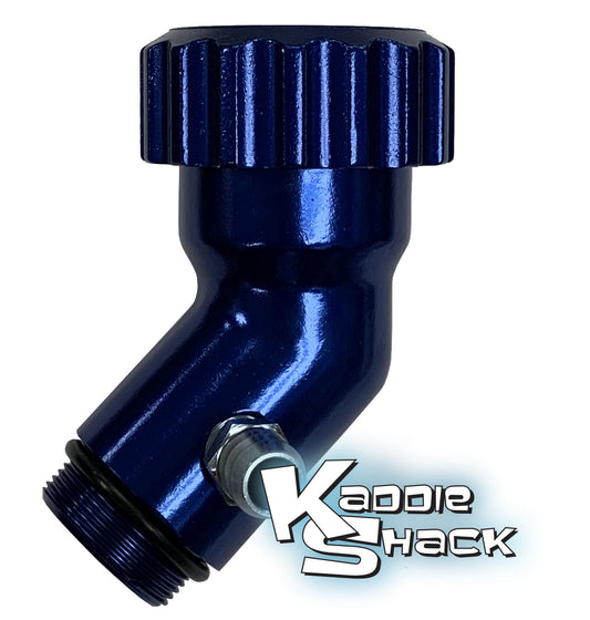 Aluminum Angled Oil Filler With Vent & Billet Cap, Blue