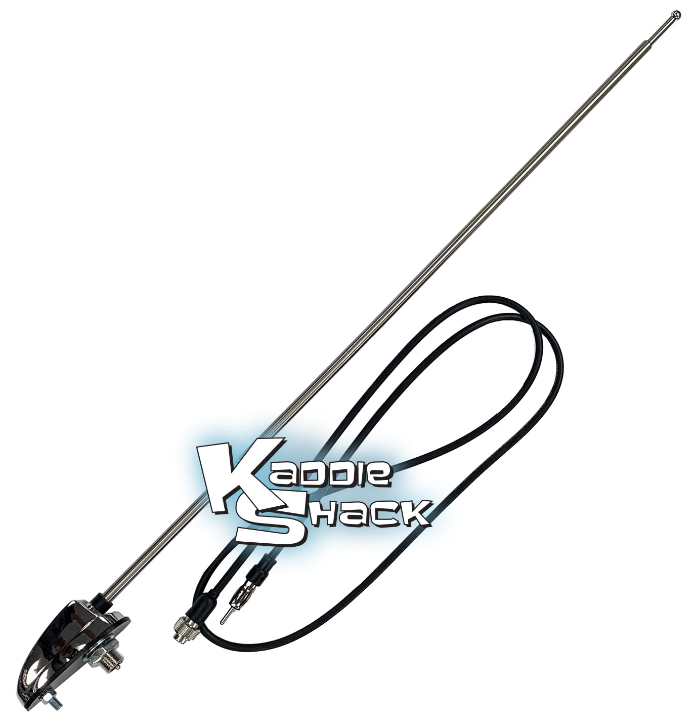 VW Bug Single Side Mount Radio Antenna With Chrome Base