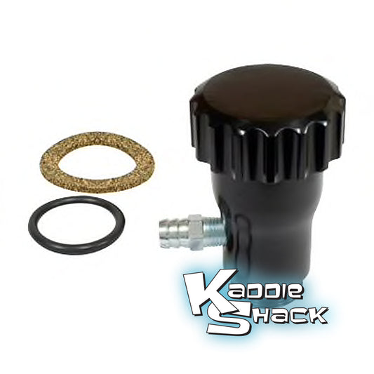 Oil Filler With Vent, Black Aluminum Anodized With Billet Cap