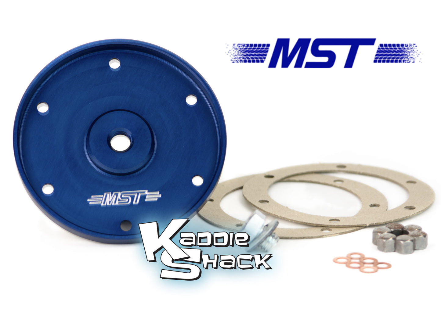 MST Billet Aluminum Oil Drain Plate Kit, Blue