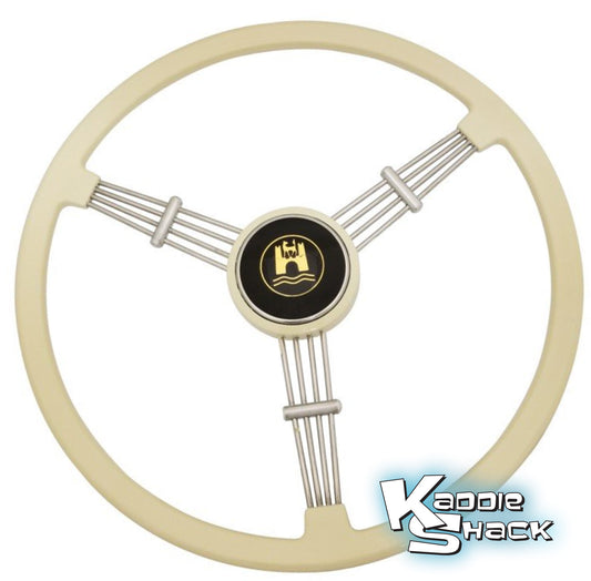 Banjo Style Steering Wheel With Horn Button, Ivory