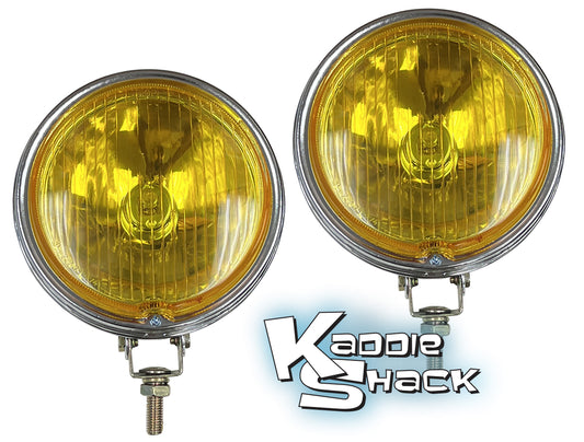 Vintage Style Fog Lights, Halogen, Amber, 6", Pair