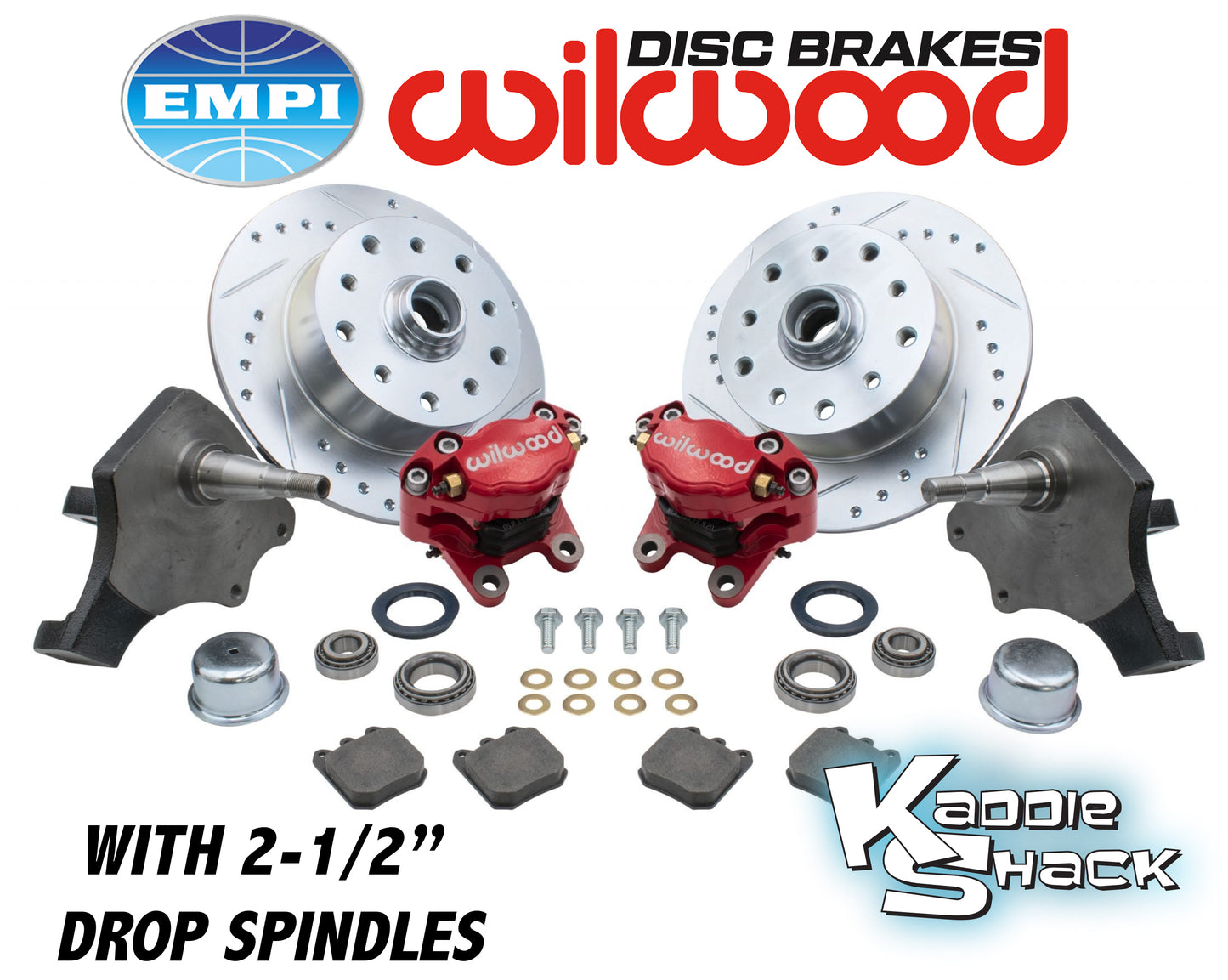 Wilwood Brakes w/ 2-1/2" Drop Spindles, Porsche/Chev, BJ Red
